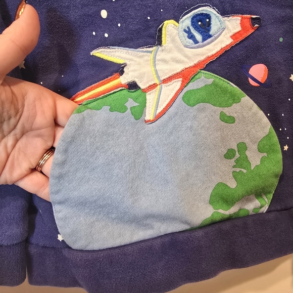 Mini Boden Glow In The Dark Spaceship Quarterzip Size 3-4 Years - Picture 2 of 6